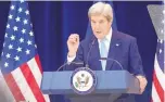  ?? ANDREW HARNIK/ASSOCIATED PRESS ?? Secretary of State John Kerry tore into Israel on Wednesday for settlement-building during a farewell speech at the State Department.