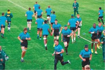  ?? Rex Features ?? The South Africa squad undergoes a training session at Donnybrook in Dublin.