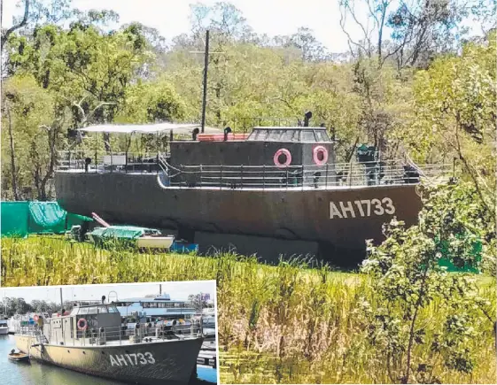  ??  ?? Former war ambulance carrier, Krawarree Sanctuary Cove when it was seaworthy. AH1733 at Pimpama. Left – the vessel at Pictures: SUPPLIED, JEREMY PIERCE