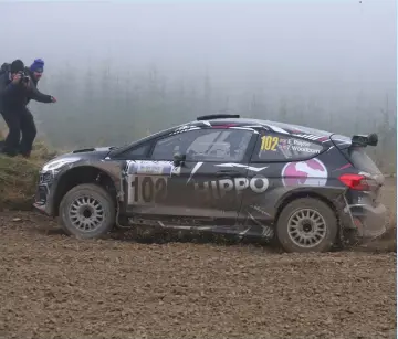  ?? ?? Elliot Payne and Tom Woodburn survived a mid-rally scare to take victory