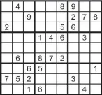  ??  ?? Fill in all the squares in the grid so that each row, column and each of the 9X9 squares contains all the digits from 1 to 9.