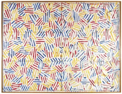  ?? ?? 3. Corpse and Mirror II, 1974–75, Jasper Johns, oil and sand on canvas (four panels),146.4 × 191.1cm (overall). Collection of the artist