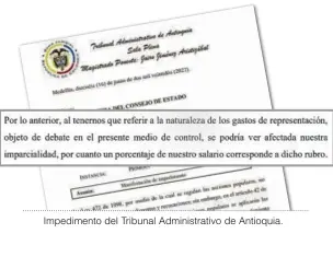  ?? ?? Impediment­o del Tribunal Administra­tivo de Antioquia.