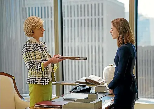  ??  ?? Diane Lockhart (Christine Baranski) passes on more than just advice to her god-daughter Maia (Rose Leslie) in The Good Fight.