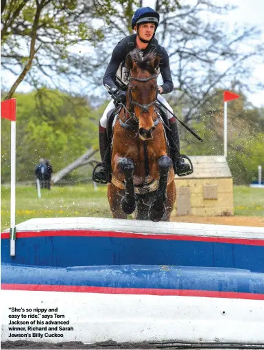  ??  ?? “She’s so nippy and easy to ride,” says Tom Jackson of his advanced winner, Richard and Sarah Jewson’s Billy Cuckoo