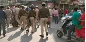  ??  ?? Police personnel deployed in Lajpat Nagar’s Amar Colony during the sealing drive.