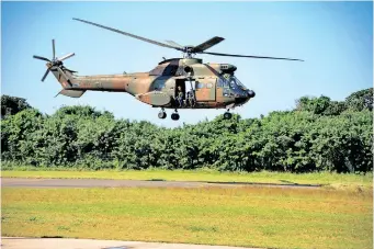  ?? THEO JEPTHA African News Agency (ANA) ?? A HELICOPTER takes off from Virginia Airport this week. Operations to recover the bodies of those who went missing during the floods is ongoing. |