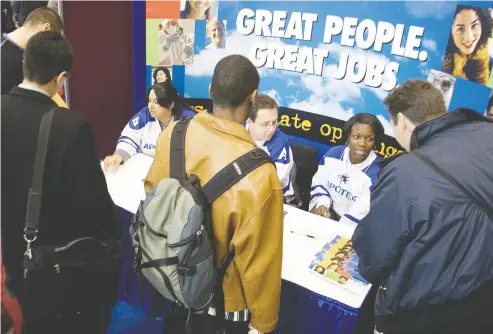  ?? Greg Henkenhaf / postmedia news ?? More Canadians may be attending job fairs after the economy lost 71,200 net positions in November.