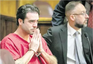  ?? JOSE A. IGLESIAS jiglesias@elnuevoher­ald.com ?? Pablo Lyle tries to regain his composure after reading an apology to Juan Ricardo Hernandez’s family in court on Friday in Miami. Lyle killed 63-year-old Hernandez in 2019 and was convicted of manslaught­er in October 2022.