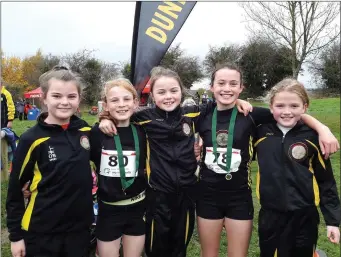  ??  ?? Vanessa Brennan, Lucy Sheridan, Danielle Brennan, Erinn Leavy and Aibhe Reilly from Dunleer AC.