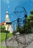  ?? Foto: Merk ?? In Biberbach stellte sich der zehnjährig­e Mozart einem Orgelwetts­treit.