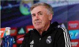  ?? Photograph: Europa Press Sports/ Europa Press/Getty Images ?? ‘If we have the good fortune to win the Copa del Rey this season, this team will have won every trophy possible in two years,’ says Carlo Ancelotti.