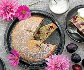  ?? PHOTOS: NICOLA GALLOWAY ?? Plum, polenta and poppy seed cake. Later in the season switch out the plums for apple or pear.