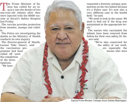  ??  ?? Samoa Prime Minister Tuilaepa Aiono Sailele Malielegao­i.