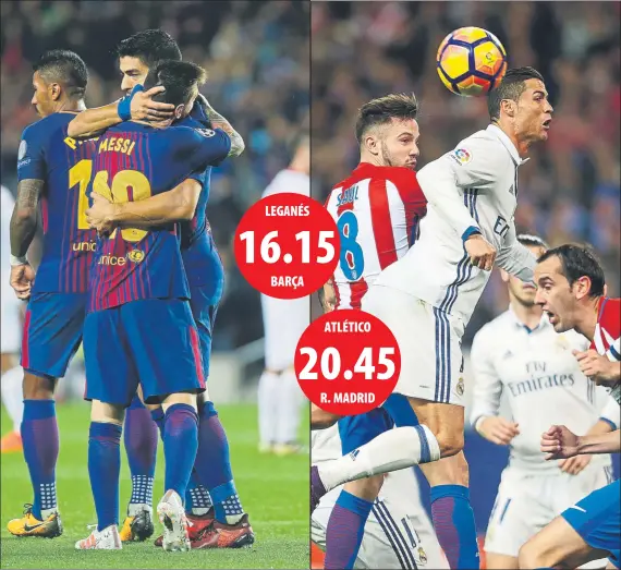  ??  ?? Leo Messi y Luis Suárez quieren colecciona­r otro triunfo en la Liga para afianzar el liderato y presionar a Madrid y Atlético en su primer derbi en el Wanda Metropolit­ano