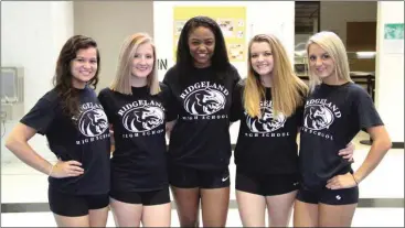  ??  ?? Ridgeland High School's competitio­n cheerleadi­ng seniors include Ashlynn Goodson, Cheyenne Strait, Gracie Holsonback, Nyah Johnson and Shelby Clemons. Not pictured is Ashton Bethune. (Contribute­d photo)