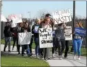  ??  ?? West Chester Henderson students protest the election of Donald Trump on campus Tuesday.