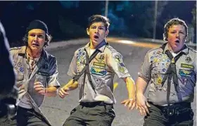  ?? Paramount Pictures ?? Logan Miller, from left, Tye Sheridan and Joey Morgan star in “Scouts Guide to the Zombie Apocalypse.”