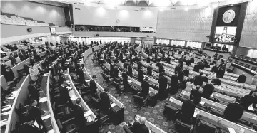  ??  ?? File photo shows members of the National Legislativ­e Assembly taking part in a meeting at the Parliament in Bangkok,Thailand. — Reuters photo