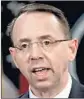  ?? Win McNamee Getty Images ?? DEPUTY Atty. Gen. Rod Rosenstein announces indictment­s Friday.