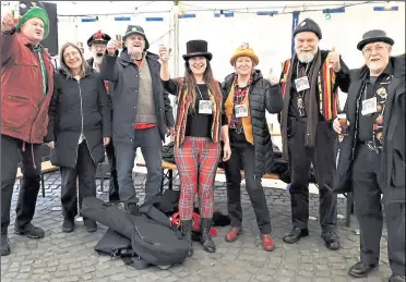  ??  ?? The group reconnecte­d with their German friend Hubertus Jost, far left; pictured from left to right are Ali Kirkland, Jim Davies, Roland Potter, Claire McKean, June Crowe, Richard Wheeler and Jack Guntrip