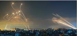  ?? ?? Israel’s Iron Dome missile defence system in action