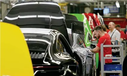  ??  ?? A factory of German car manufactur­er Porsche in Stuttgart. The country’s economy contracted by 0.1% in the second quarter of 2019. Photograph: Ronald Wittek/EPA