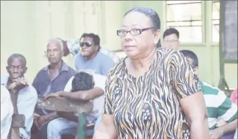  ?? (DPI photo) ?? Resident of Canal Number One Iola Chetnarain raising her concern at the meeting