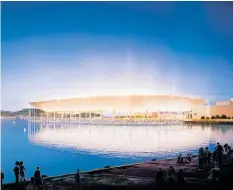  ?? Photo / Supplied ?? The new waterfront stadium proposal is for a partially submerged stadium on the Bledisloe Wharf.