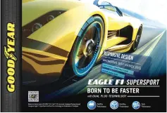  ??  ?? Goodyear Eagle F1 Supersport tyre promotiona­l poster.