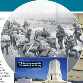  ??  ?? 5 Sobering memorials at Gallipoli in Turkey