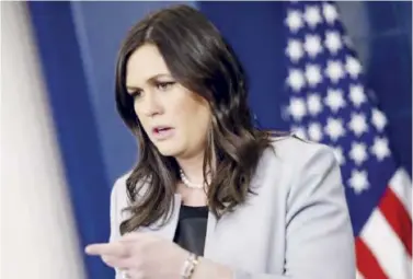  ??  ?? President Trump was reportedly angry with the way Sarah Sanders handled questions about Ms Daniels