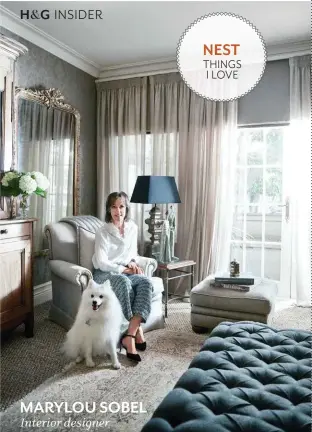  ??  ?? A European-influenced style haven in Sydney’s east is home to Marylou Sobel, her husband Robin and Japanese spitz pooch, Miso.
