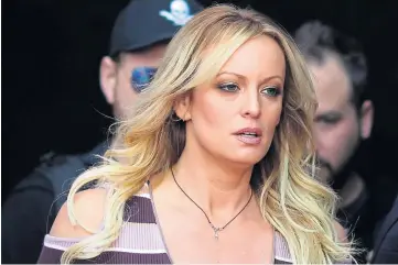  ?? ?? EVIDENCE: Stormy Daniels faced tough questionin­g from Donald Trump’s lawyers.