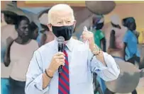  ?? ANDREW HARNIK/AP ?? Democratic presidenti­al candidate former Vice President Joe Biden speaks at the Little Haiti Cultural Center on Monday.