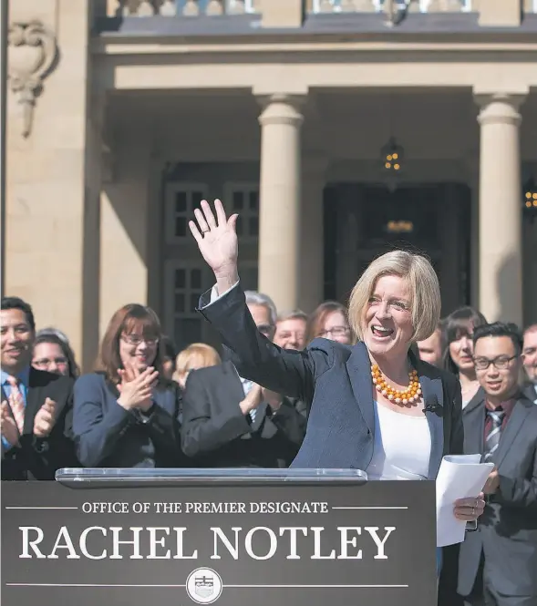  ?? Jason Franson / THE CANADIAN PRESS ?? Alberta premier-designate Rachel Notley has already tried to allay fears in the energy sector after her momentous victory last week.