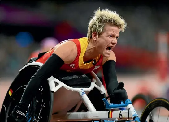  ?? PHOTO: GETTY IMAGES ?? Marieke Vervoort won a silver medal at the 2016 Rio Paralympic­s despite battling constant pain.