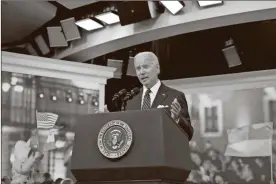  ?? Yuri Gripas/abaca Press/tns ?? President Joe Biden discusses gas prices in the South Court Auditorium at the White House in Washington, D.C., on Wednesday.