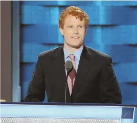  ?? STAFF PHOTO BY NANCY LANE ?? ‘ABSURD’: U.S. Rep. Joseph P. Kennedy III, at the Democratic National Convention, said Donald Trump calling on Russia to hack the DNC and the State Department should disqualify him for the presidency.