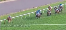  ?? Picture: SKY RACING ?? Red Excitement easily leads Winx with just 200m to go in the Chelmsford Stakes at Randwick.