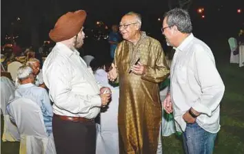  ?? Virendra Saklani/Gulf News ?? Senior citizens meeting with friends and family members at an event organised by the Golden Age Group in Dubai on Sunday evening.