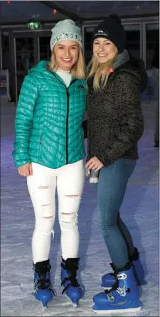  ??  ?? SKATE GIRLS: Hannah O’Connor and Niamh McCormack O’Gorman from Enniscorth­y at Wexford People Wexford On Ice on Wexford quayfront.