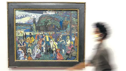  ?? Dpa-BILD: Kneffel ?? Das Gemälde „Das bunte Leben“(1907) von Wassily Kandinsky hängt als Leihgabe im Lenbachhau­s München.