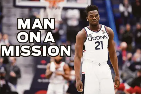  ?? Jessica Hill / Associated Press ?? Exceptions are high for presumptiv­e Big East Preseason Player of the Year Adamo Sanogo of UConn, and he’s embracing them.