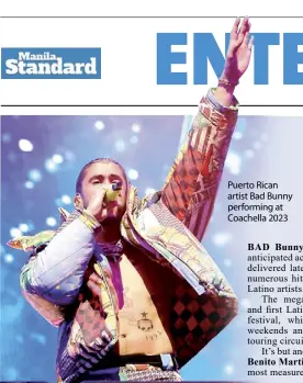  ?? ?? Puerto Rican artist Bad Bunny performing at Coachella 2023
