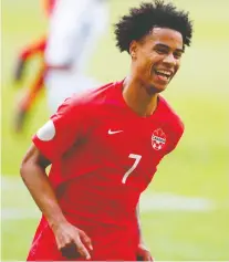  ?? REFUGIO RUIZ/GETTY IMAGES ?? Tajon Buchanan scored twice to give Canada a win over El Salvador Friday in Olympic qualifying in Guadalajar­a, Mexico.