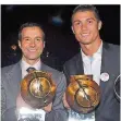  ?? FOTO: MONTEIRO/DPA ?? Der Weltstar und sein Agent: Manager Jorge Mendes (l.) mit Cristiano Ronaldo, hier 2011.