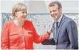  ?? FOTO: DPA ?? Angela Merkel beim Gipfeltref­fen mit Emmanuel Macron.