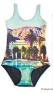  ?? Poprageous ?? POPRAGEOUS Poprageous one-piece Palm Springs print swimsuit, $109 at poprageous.com