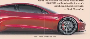  ??  ?? 2020 Tesla Roadster 2.0